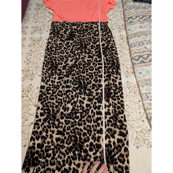 NEW LADIES GLITZY GIRL PINK/ANIMAL PRINT JERSEY LONG MAXI DRESS SIZE S - Picture 11 of 13